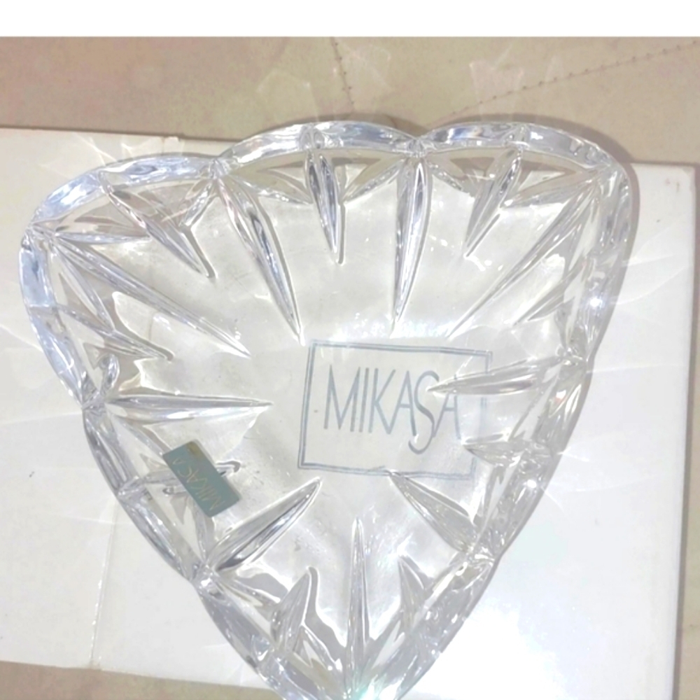 𝅺NEW MIKASA CRYSTAL CANDY DISH Y2k Glass RARE VINTAGE COLLECTIBLE NIB LOT OF 2